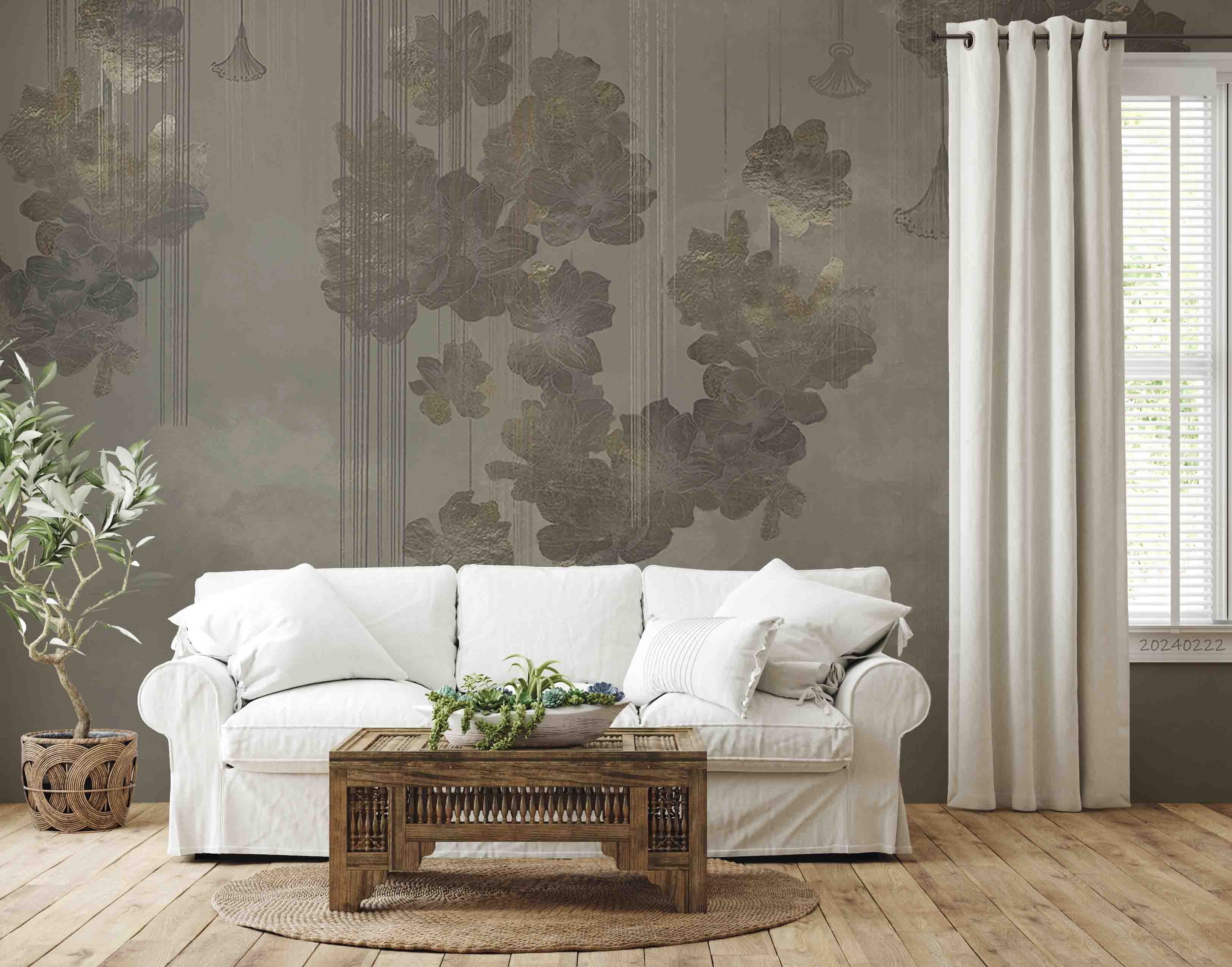 3D Abstract Gray Leaf Wallpaper Wall Mural Wall Decor Wall Art Wall Sticker Remoable Wallpaper LQH