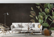3D Green Leaves Black Background Wall Mural Wallpaper GD 4868- Jess Art Decoration