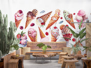 3D Ice Cream Strawberry Cup Wall Mural Wallpaper YXL 2310
