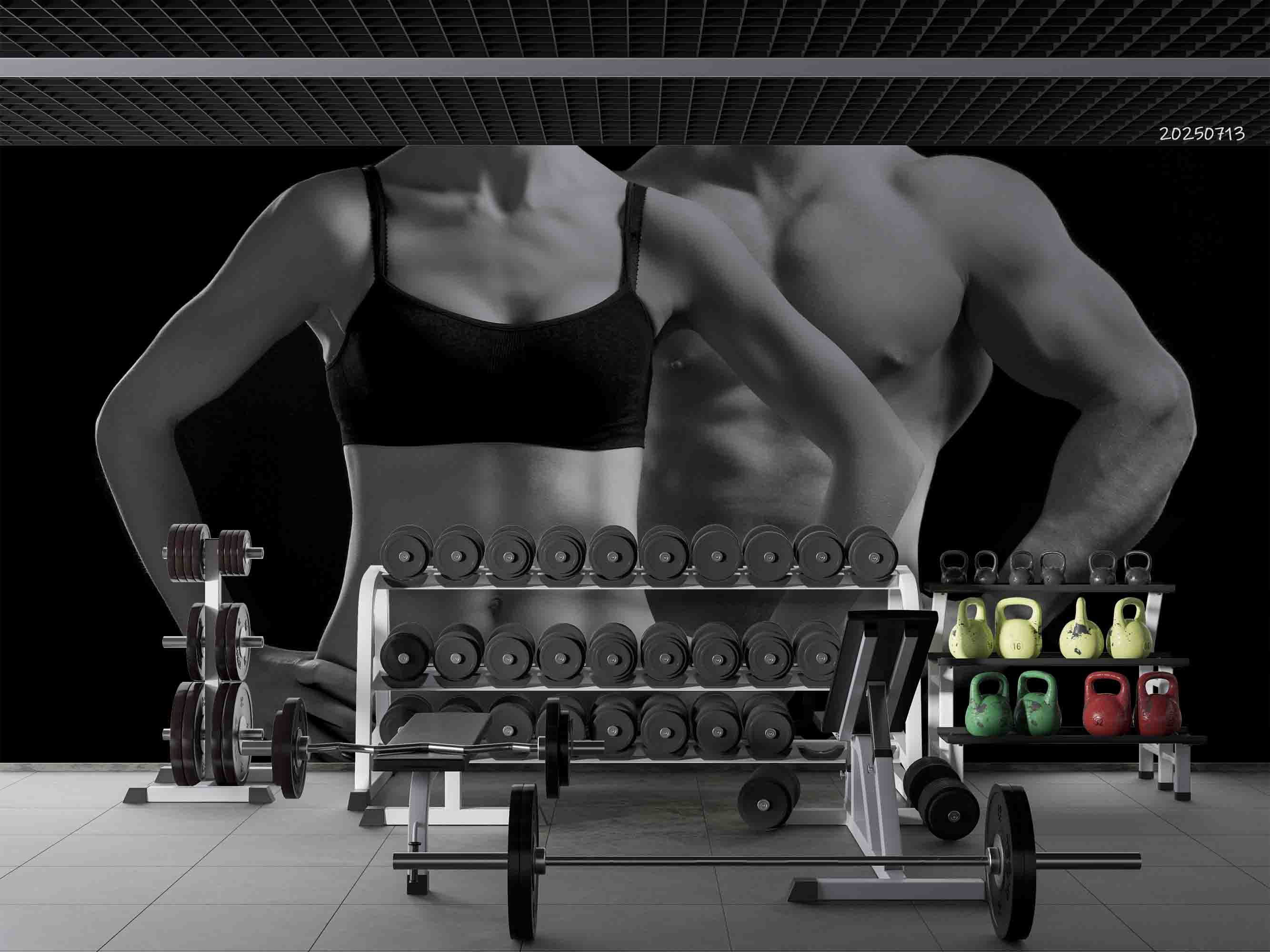 3D Gym Fitness Gymnasium Wall Mural Wallpaper 76