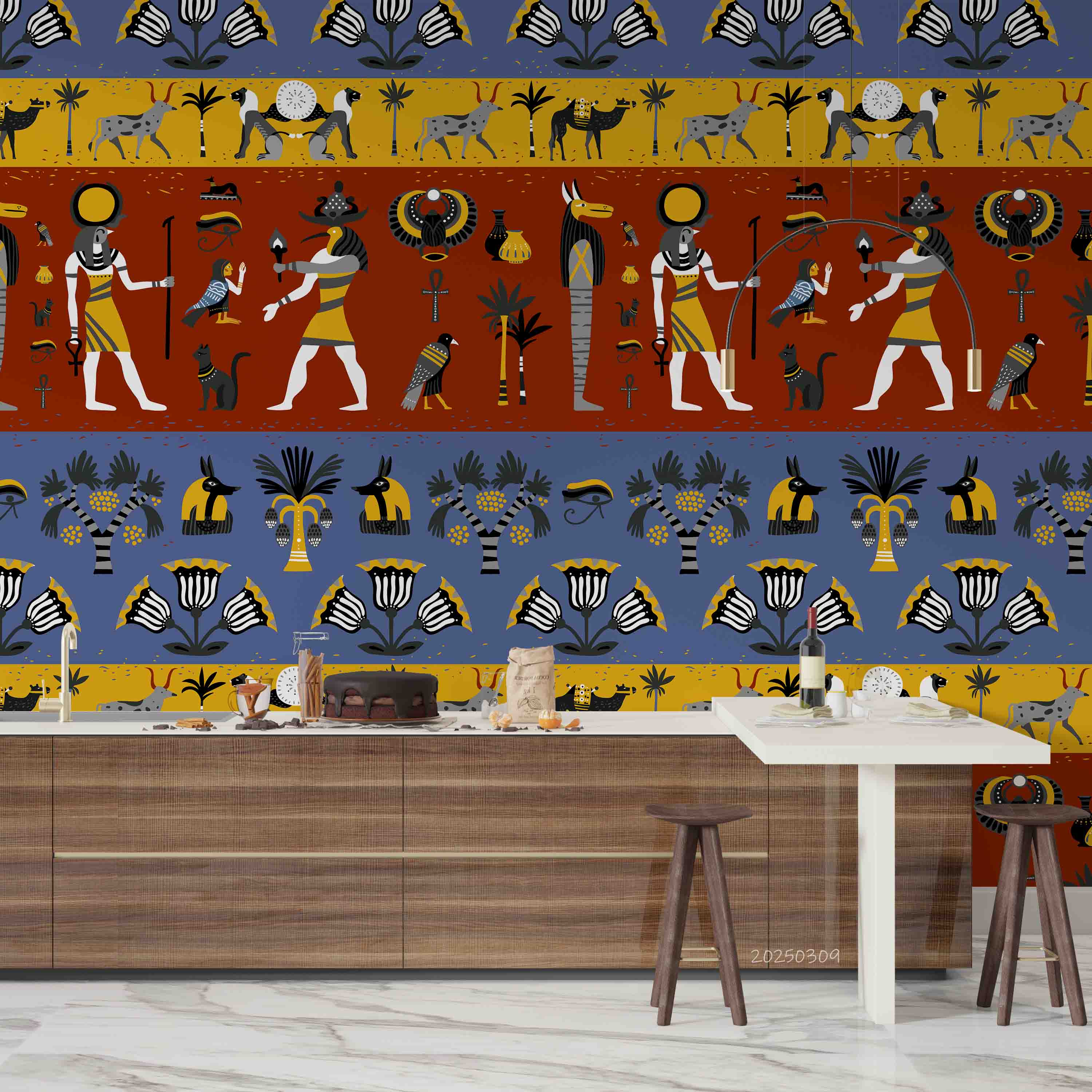 3D Ancient Egypt Pattern Egyptian Hieroglyphic Symbols Wallpaper Wall Mural Wall Decor Wall Art Wall Sticker Remoable Wallpaper LQH