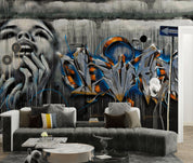 Graffiti Person Letter Street Sign Wallpaper typography graffiti wall mural for teen room or studio - view 2