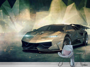 3D Brown Sports Car Wallpaper Wall Mural Wall Decor Wall Art Wall Sticker Remoable Wallpaper