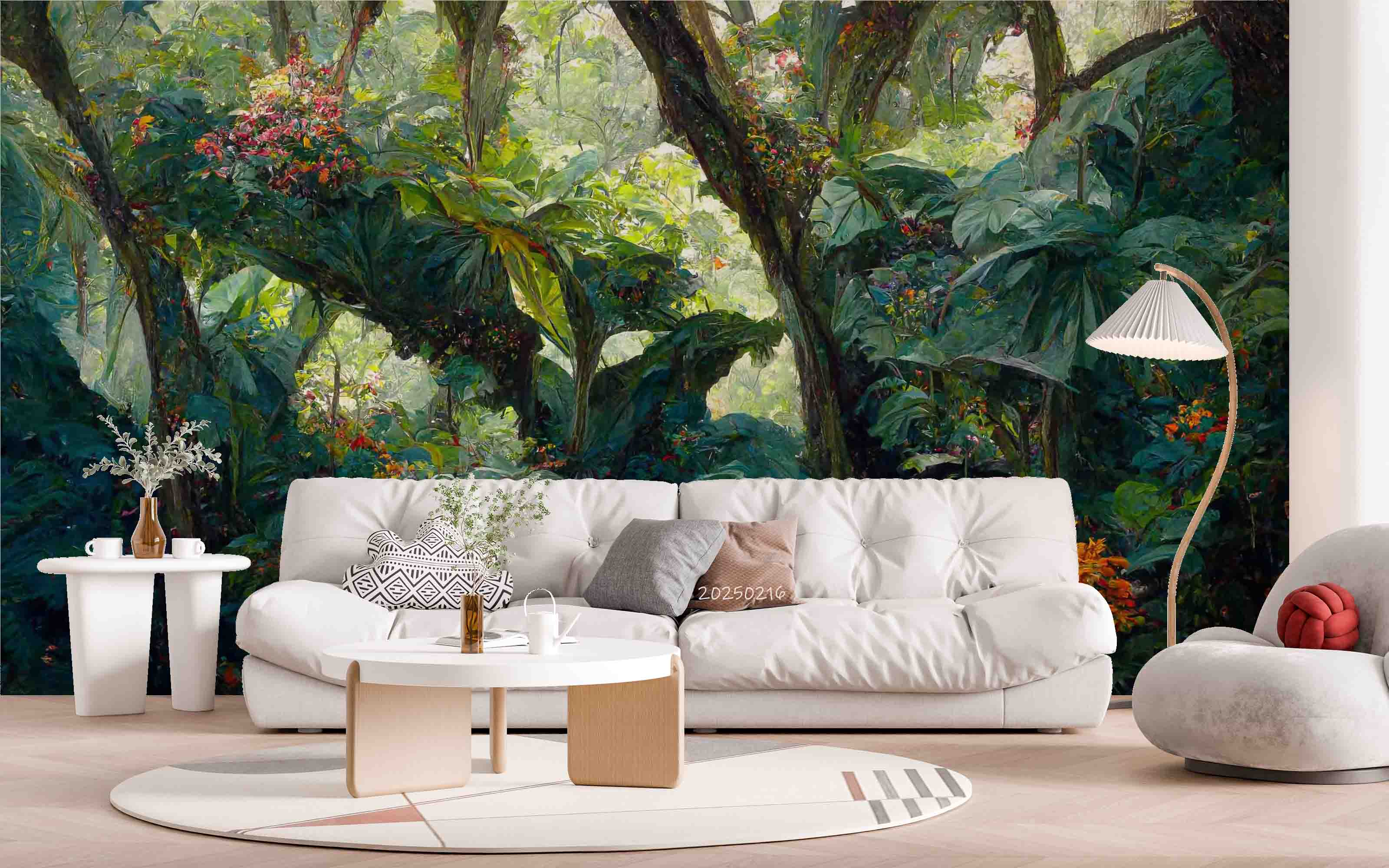 3D Oil Painting Jungle Canopy Big Leaves Flowers Wallpaper Wall Mural Wall Decor Wall Art Wall Sticker Remoable Wallpaper LQH
