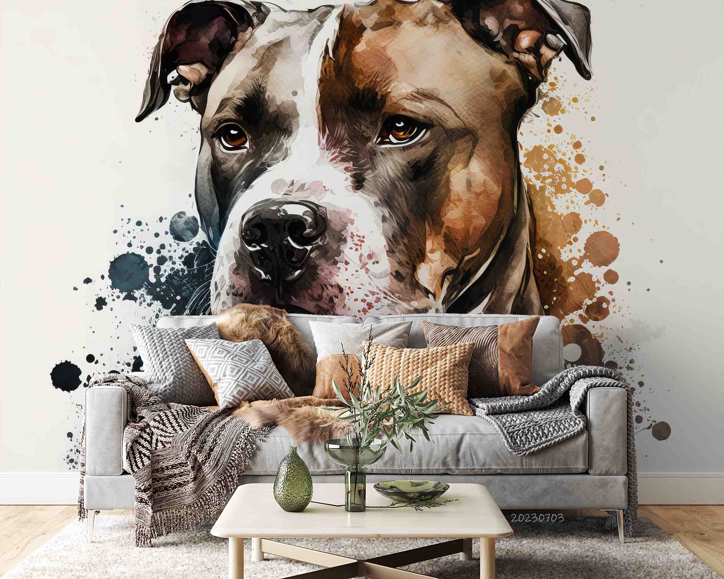 3D Animal Dog Graffiti Wall Mural Wallpaper YXL 1864