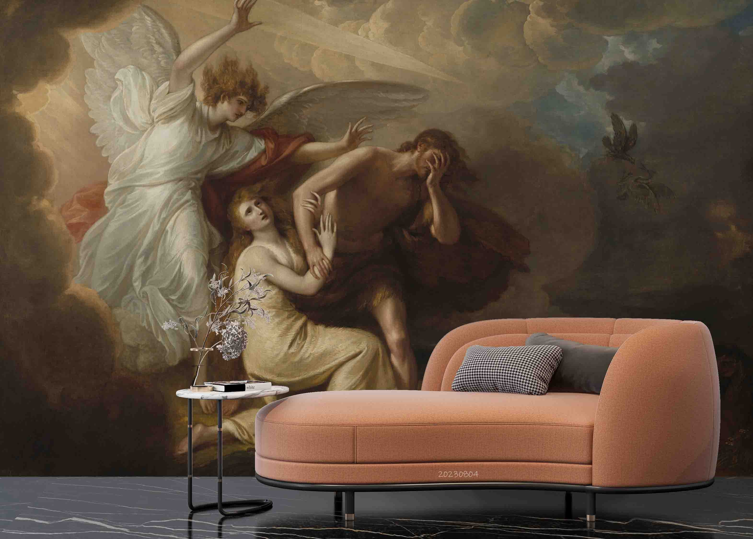 3D Oil Painting Woman Cloud Snake Stone Wall Mural Wallpaper YXL 2498