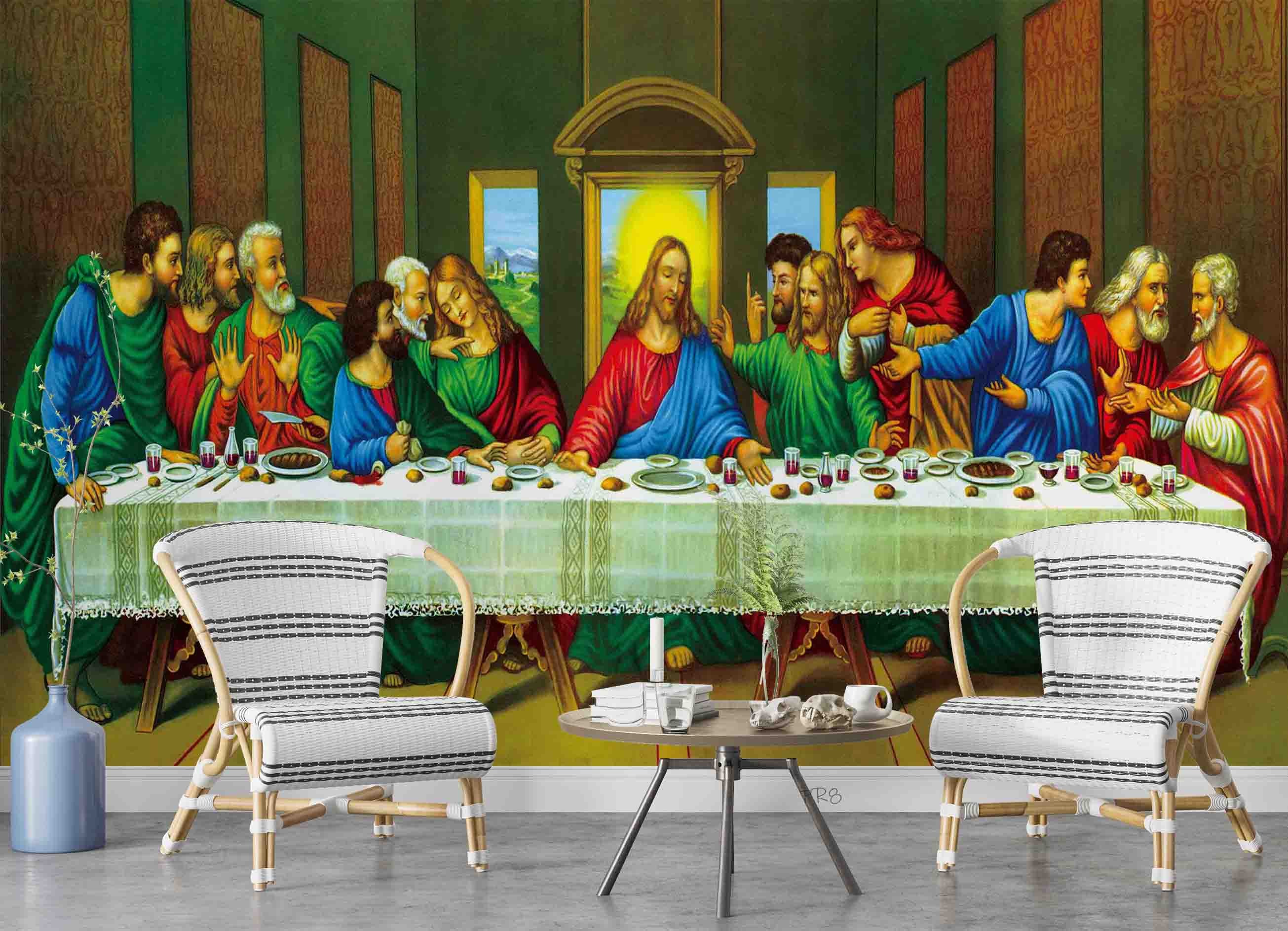 3D Religious Supper Painting classical religious oil painting wall mural wallpaper for dining room