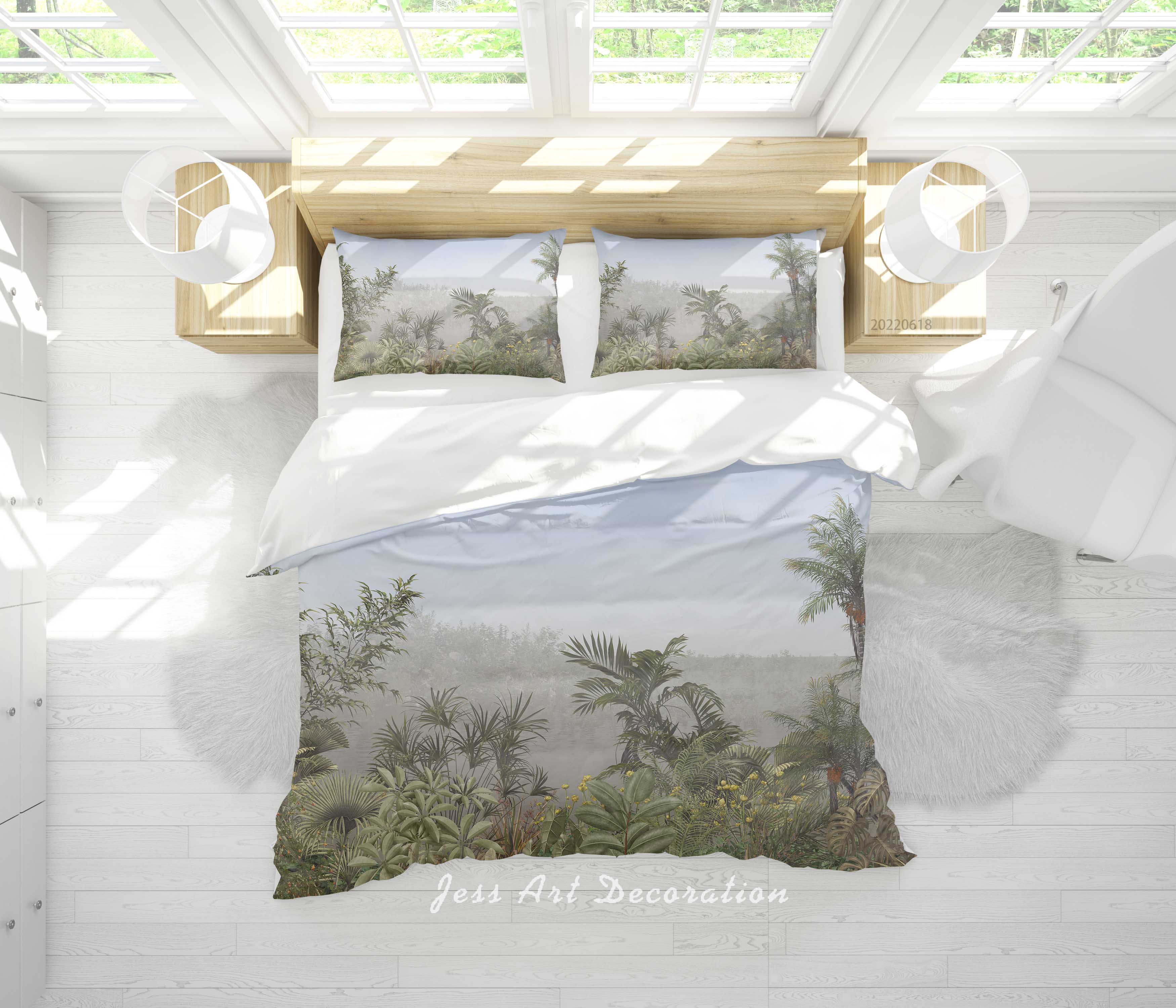 3D Forest Tree Sky Quilt Cover Set Bedding Set Duvet Cover Pillowcase 677