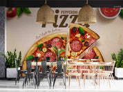 3D Restaurant Snack Bar Diner Fast Food Pizza Wall Mural Wallpaper 25