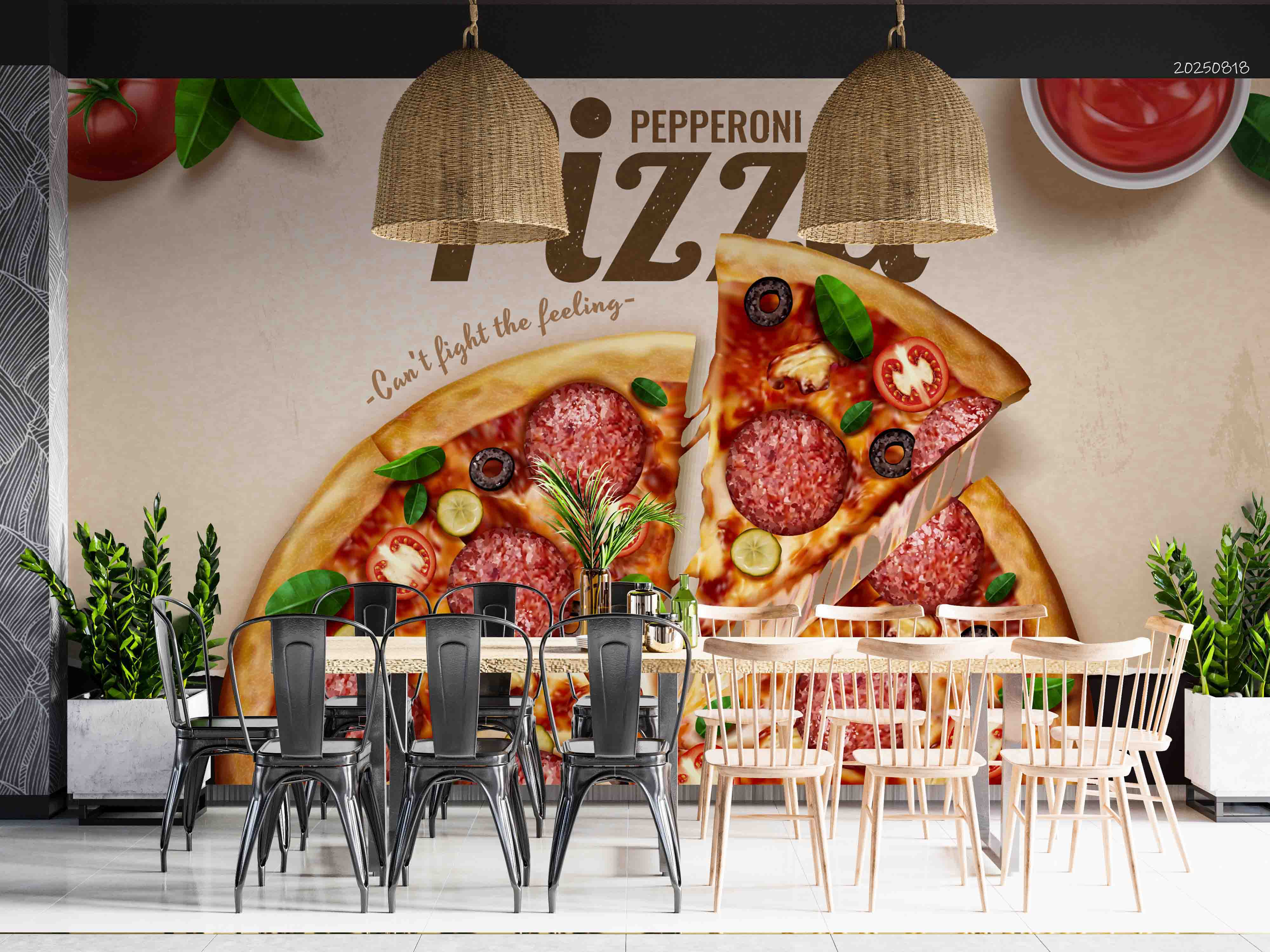3D Restaurant Snack Bar Diner Fast Food Pizza Wall Mural Wallpaper 25