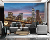 3D Brooklyn Bridge Sunset New York City USA  Wall Mural Wallpaper GD 4326- Jess Art Decoration
