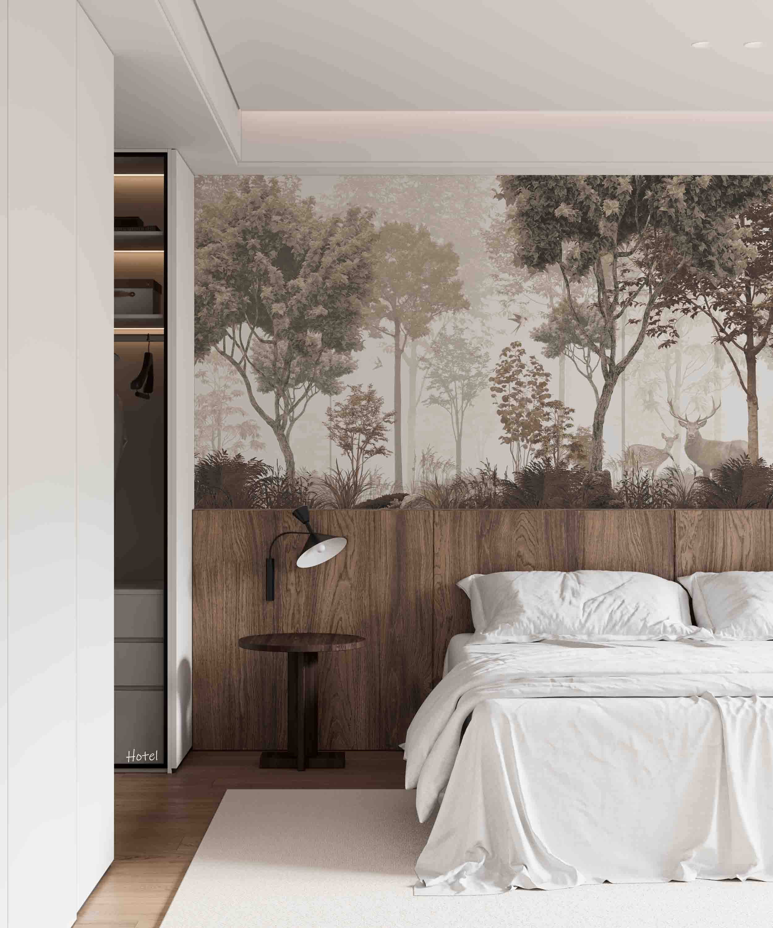 3D Hotel Inn Motel Hostel Resort Manor Scenery Forest Wall Mural Wallpaper 11