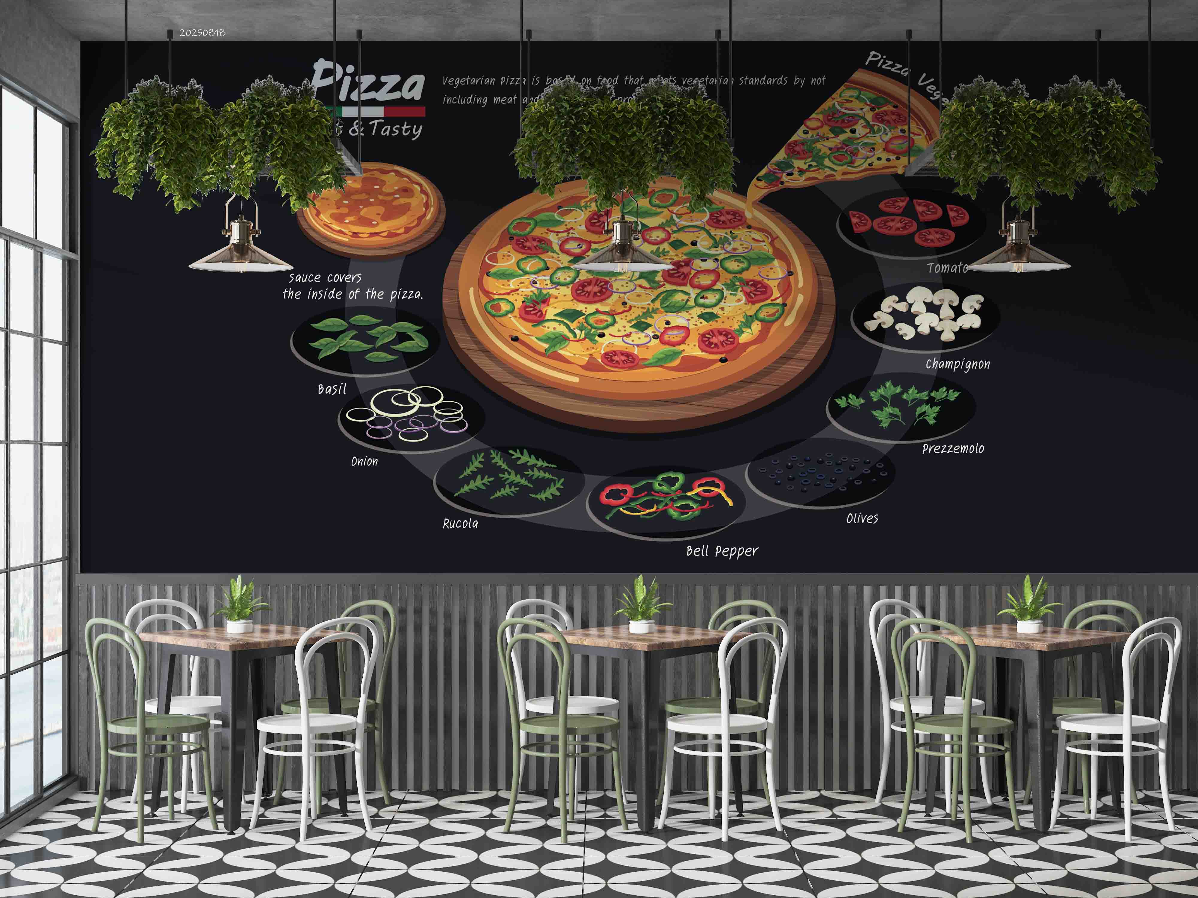 3D Restaurant Snack Bar Diner Fast Food Pizza Wall Mural Wallpaper 49