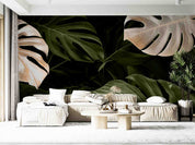 3D Monstera Leaf Luxury Tropical Jungle Background Wall Mural Wallpaper GD 3228- Jess Art Decoration