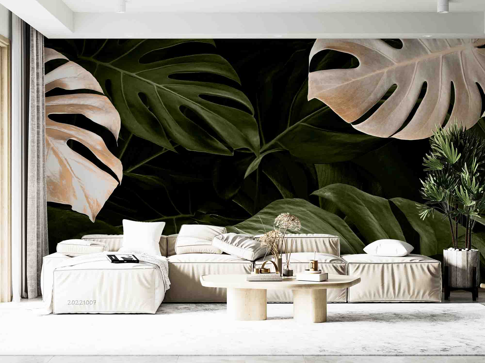 3D Monstera Leaf Luxury Tropical Jungle Background Wall Mural Wallpaper GD 3228- Jess Art Decoration