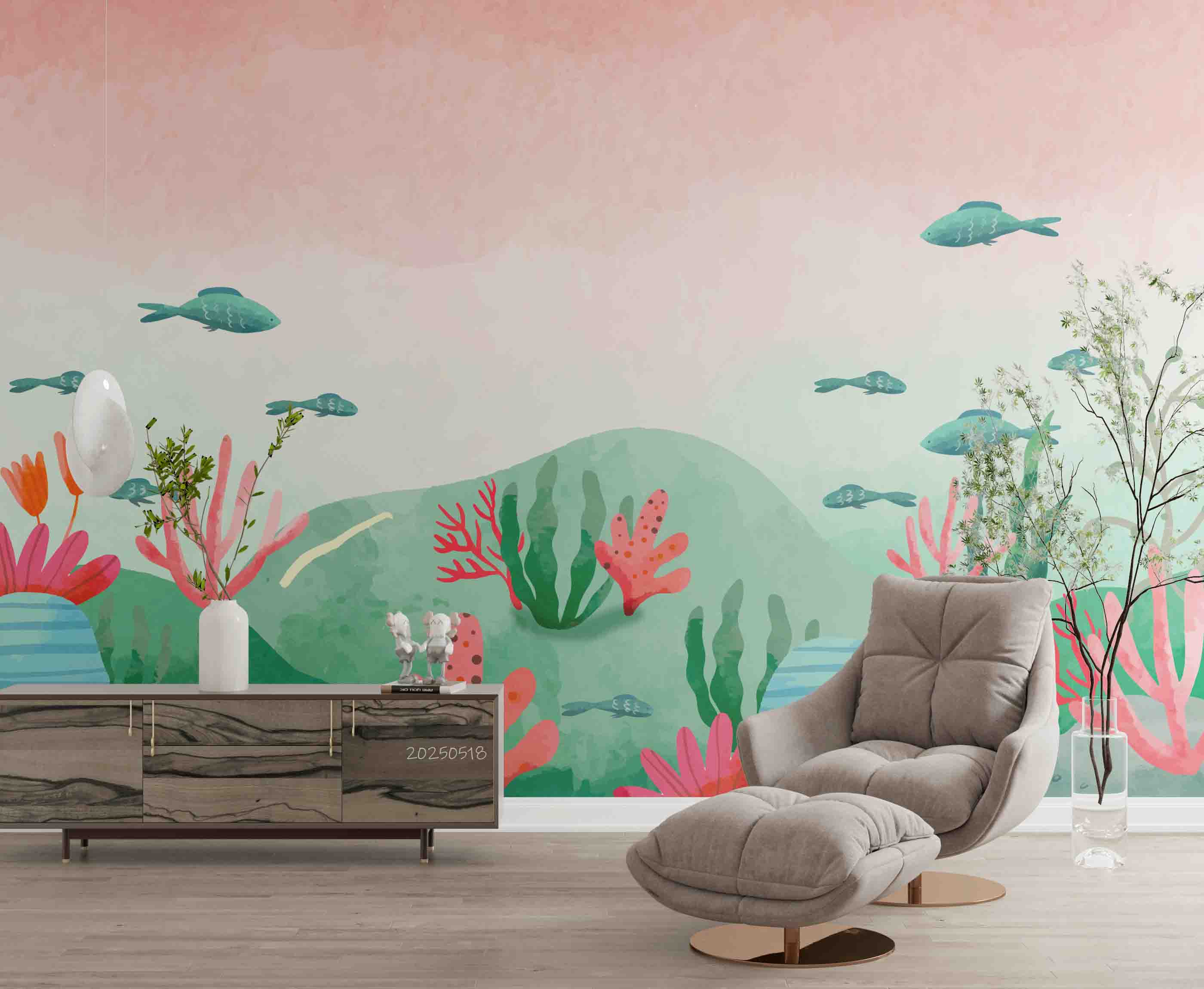 3D Watercolor Underwater World Wallpaper Wall Mural Wall Decor Wall Art Wall Sticker Remoable Wallpaper