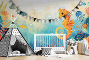 3D Sea Coral Starfish Sea Horse Jellyfish Wall Mural Wallpaper YXL 677