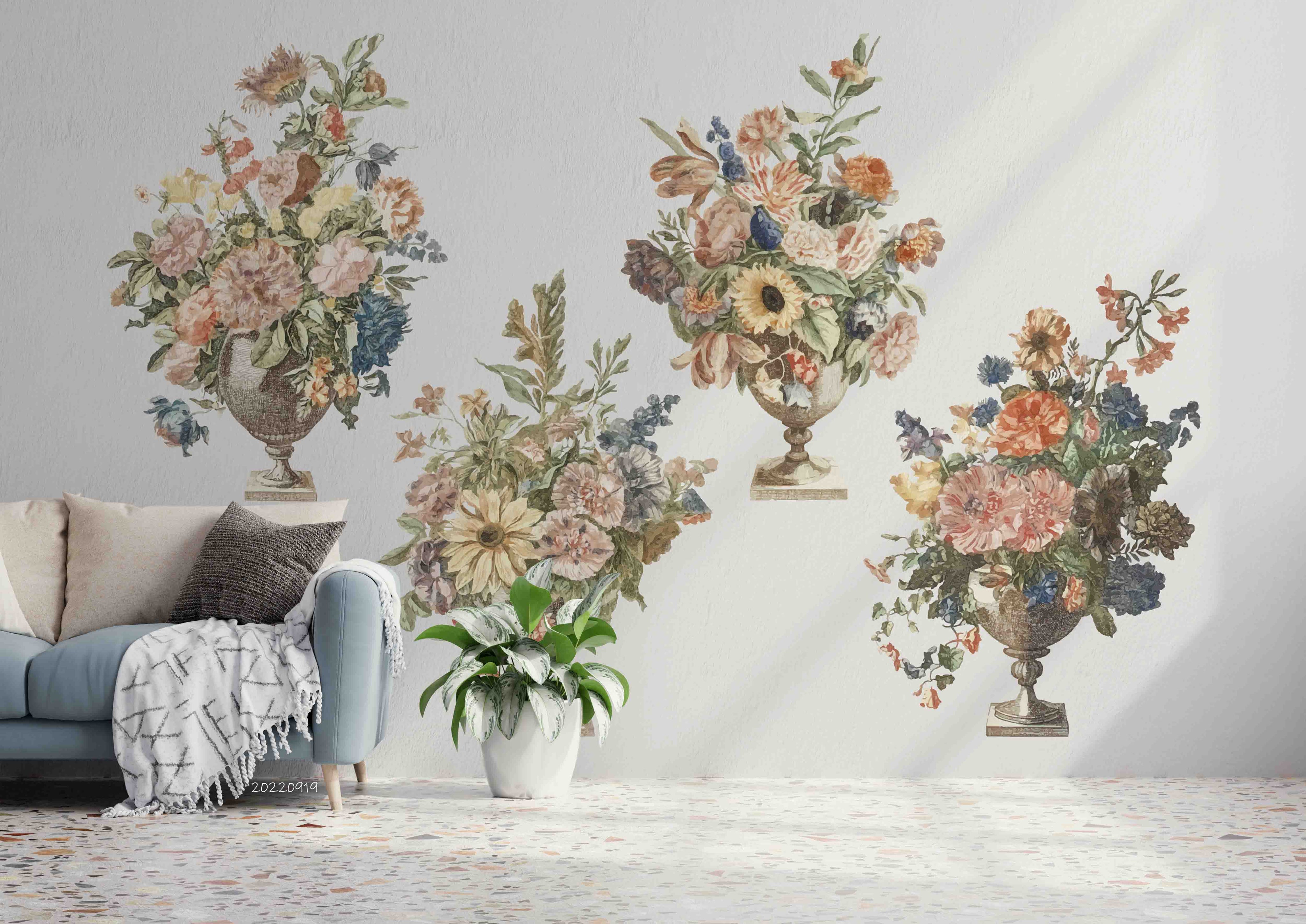 3D Vintage Bouquet Background Wall Mural Wallpaper GD 3455- Jess Art Decoration