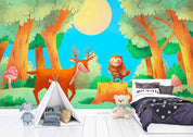 3D Cartoon Animal Deer Forest Kids Wallpaper Wall Mural Wall Decor Wall Art Wall Sticker Remoable Wallpaper