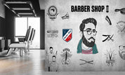 Barber Shop Head Scissors Comb Barber Shop Wallpaper barbershop graffiti wall mural for barber shop - view 3