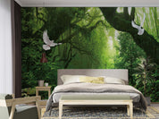 3D Forest Green Trees Path Sunshine Pigeon Wall Mural Wallpaper GD 4812- Jess Art Decoration