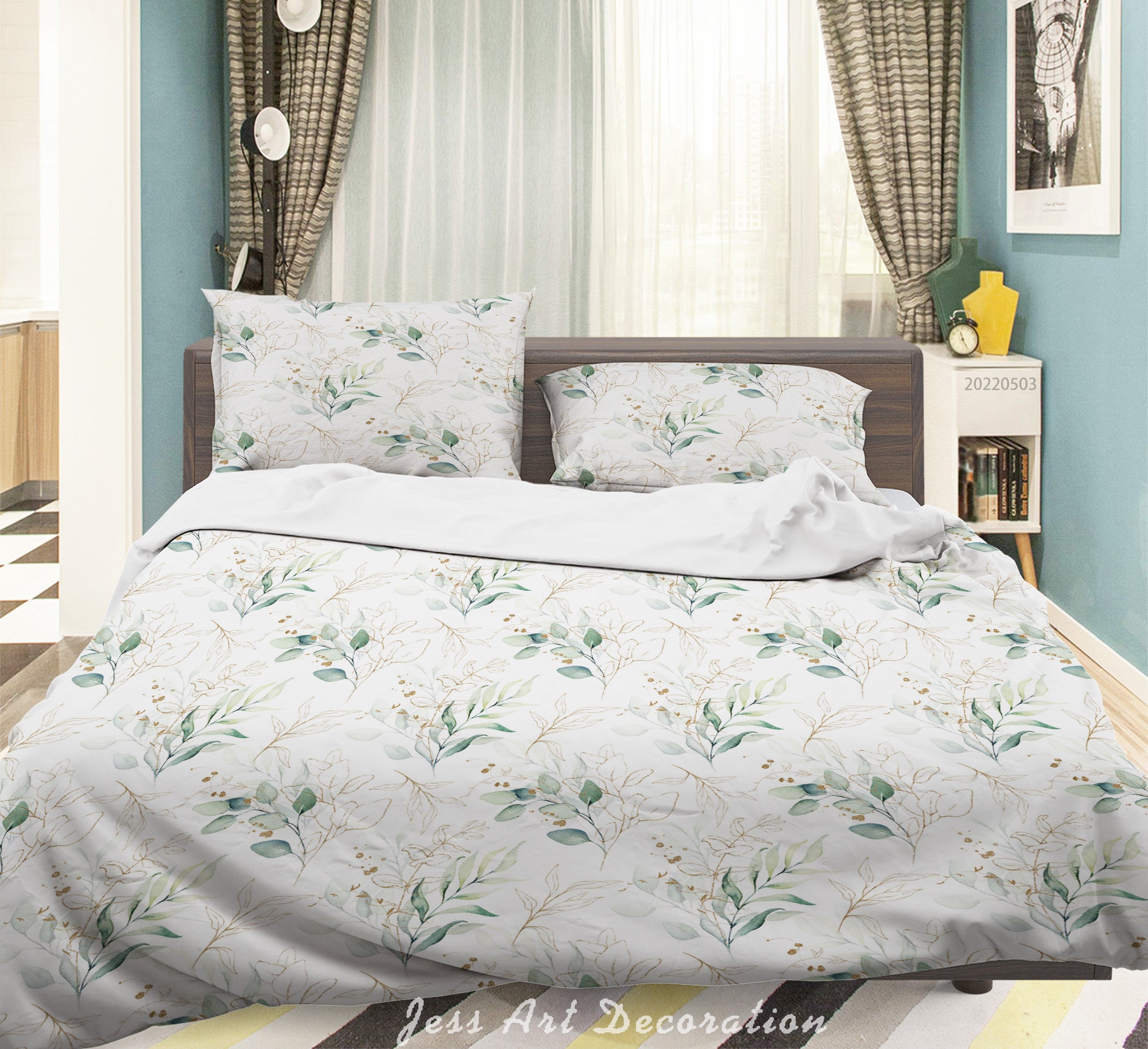 3D Leaf Floral Line Quilt Cover Set Bedding Set Duvet Cover Pillowcase 602