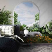 3D Tree Floral Leaf Stone Door Cloud Sky Wall Mural Wallpaper YXL 3072