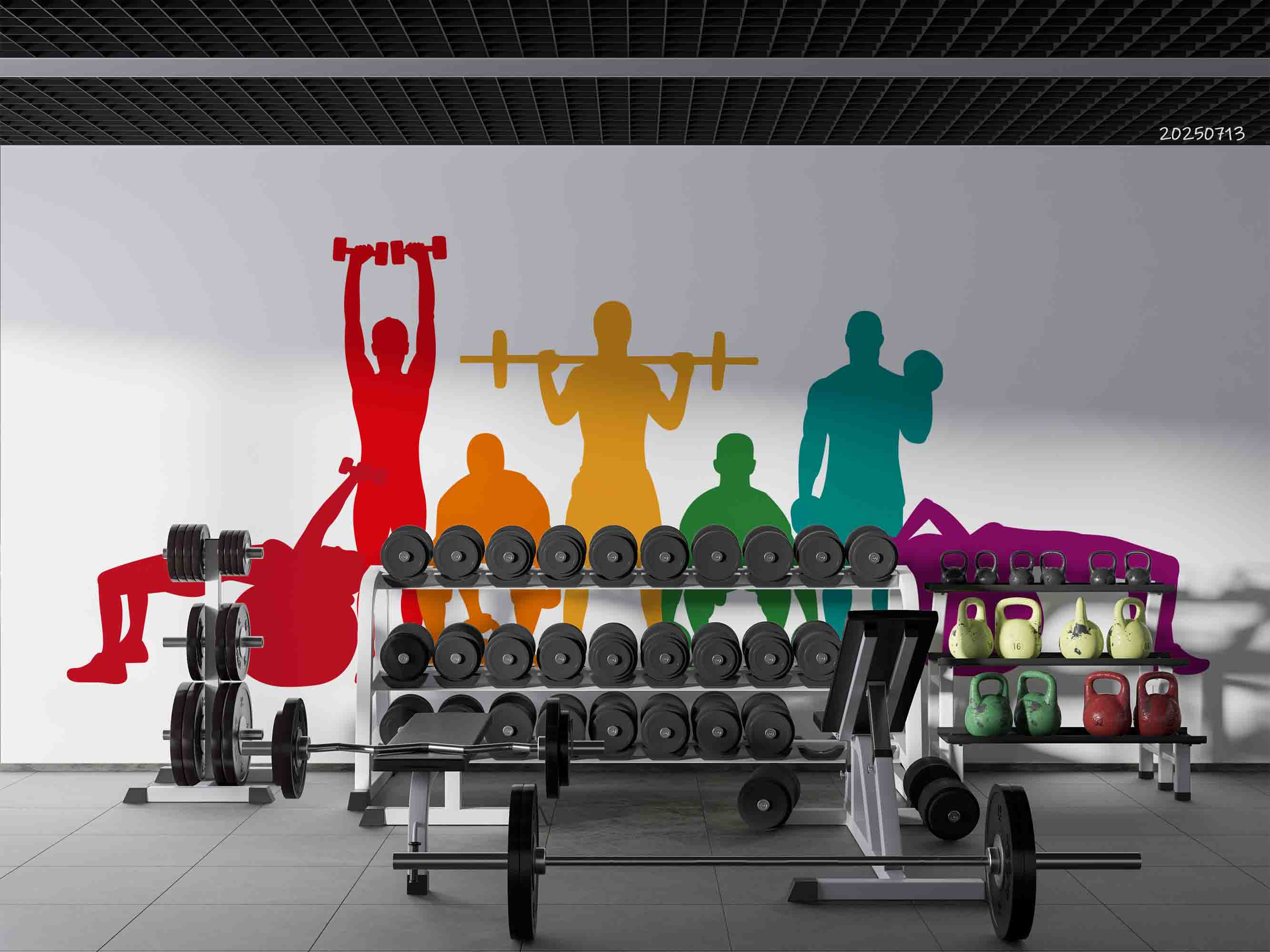 3D Gym Fitness Gymnasium Dumbbell Wall Mural Wallpaper 48