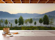 3D Green Forest Mountains White Fog Nature Scenery Wallpaper Wall Mural Wall Decor Wall Art Wall Sticker Remoable Wallpaper LQH