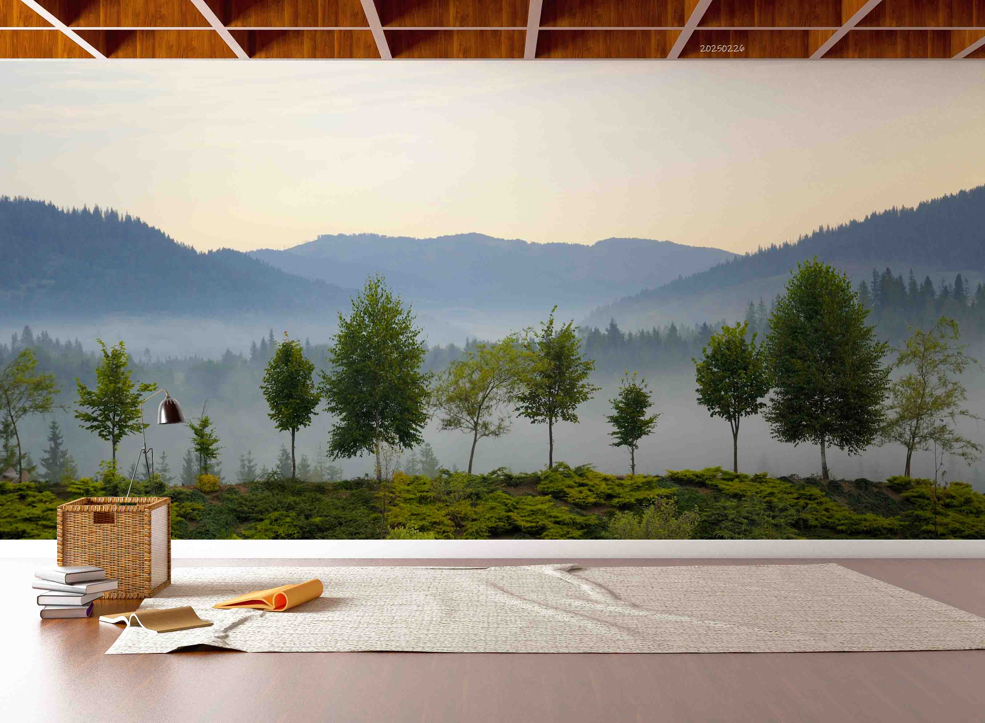 3D Green Forest Mountains White Fog Nature Scenery Wallpaper Wall Mural Wall Decor Wall Art Wall Sticker Remoable Wallpaper LQH