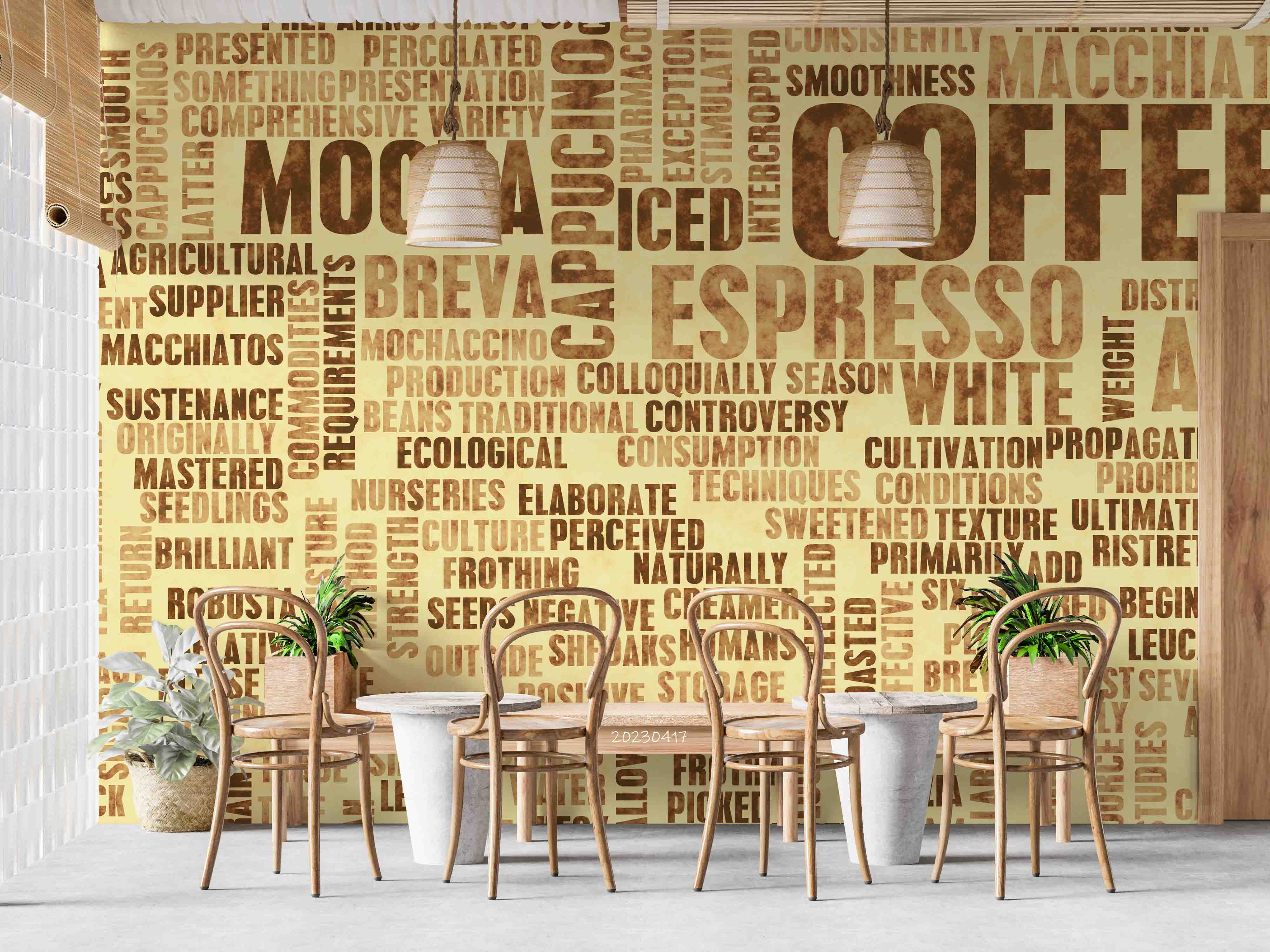 3D Coffee Varieties Beverage Type Art Wall Mural Wallpaper GD 5571- Jess Art Decoration