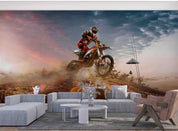 Motocross Rider Hillside Sunset Action Sports Wallpaper action sports wall mural for sports room or entertainment space - vie