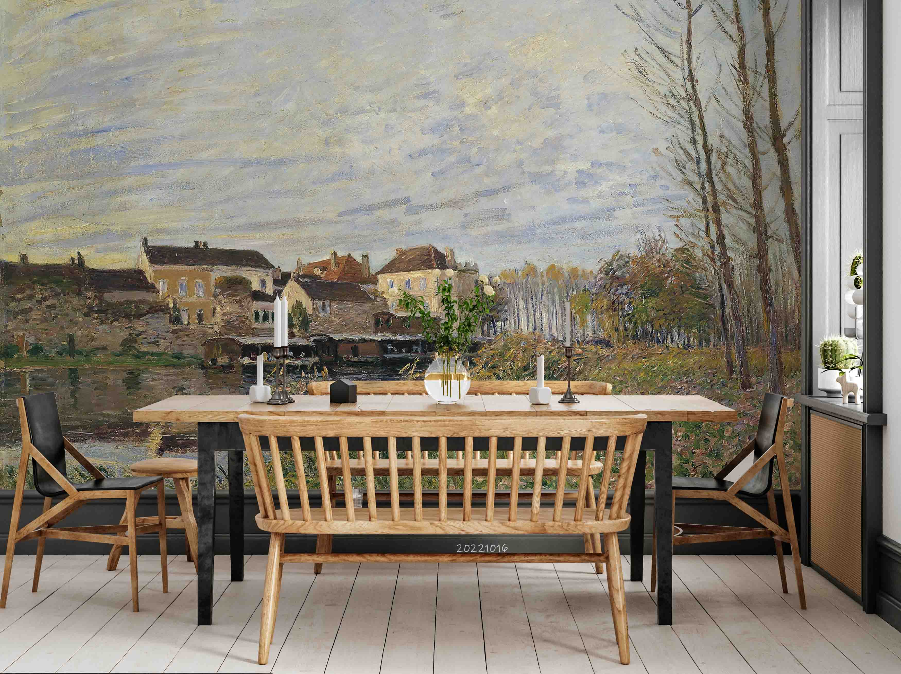 3D Oil Painting Village House River Trees Wall Mural Wallpaper GD 2961- Jess Art Decoration