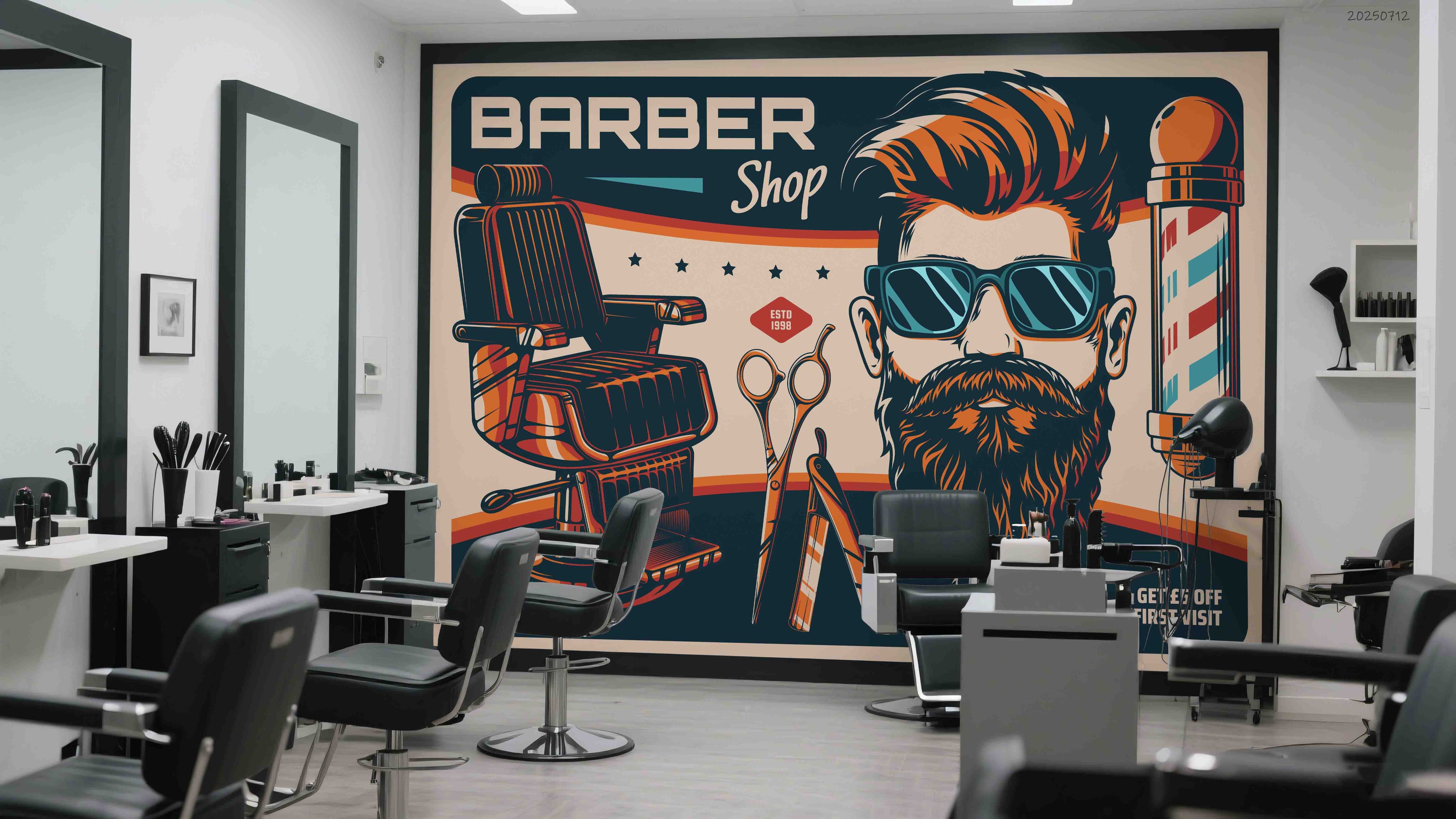 3D Barber Shop Hair Salon Haircut Specialist Wall Mural Wallpaper 19