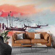 3D Oil Painting Ship Sea Sea Mew Person Wall Mural Wallpaper YXL 135