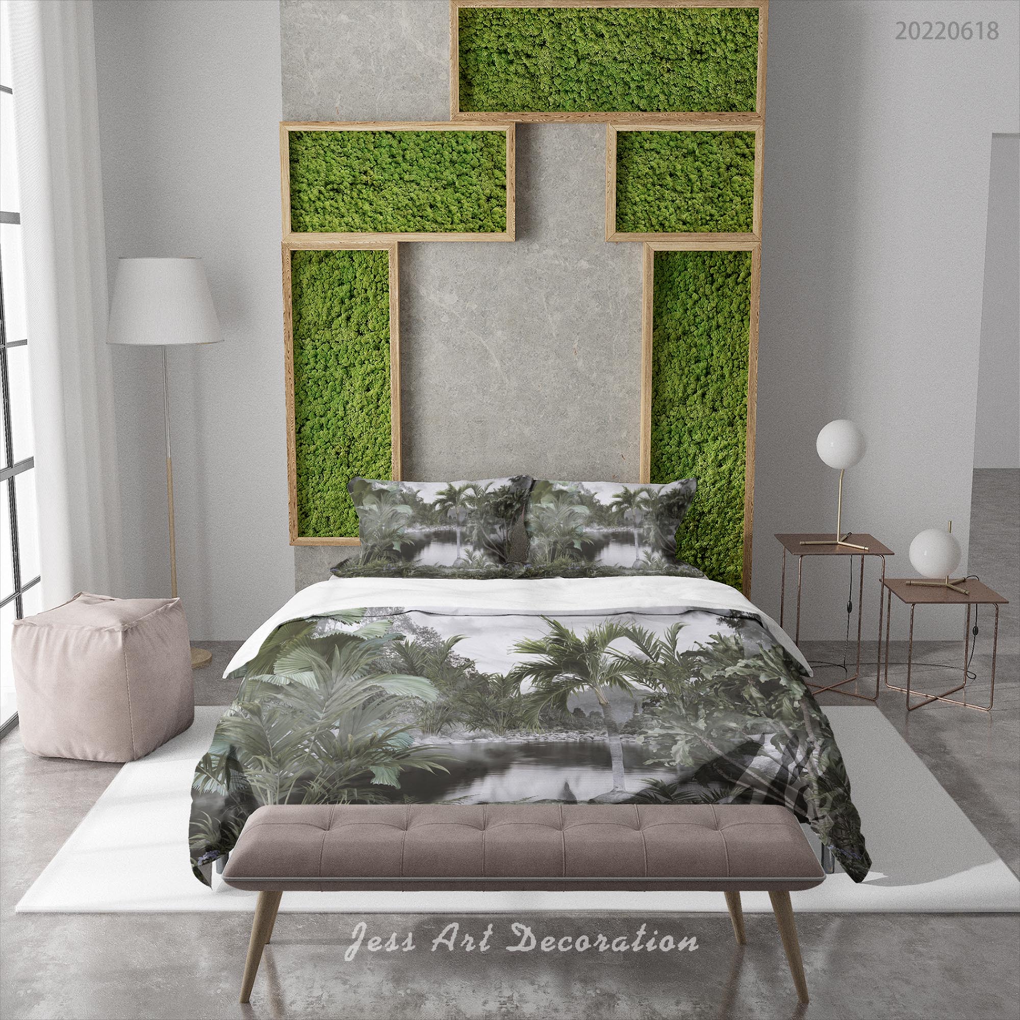 3D Forest Tree River Quilt Cover Set Bedding Set Duvet Cover Pillowcase 653