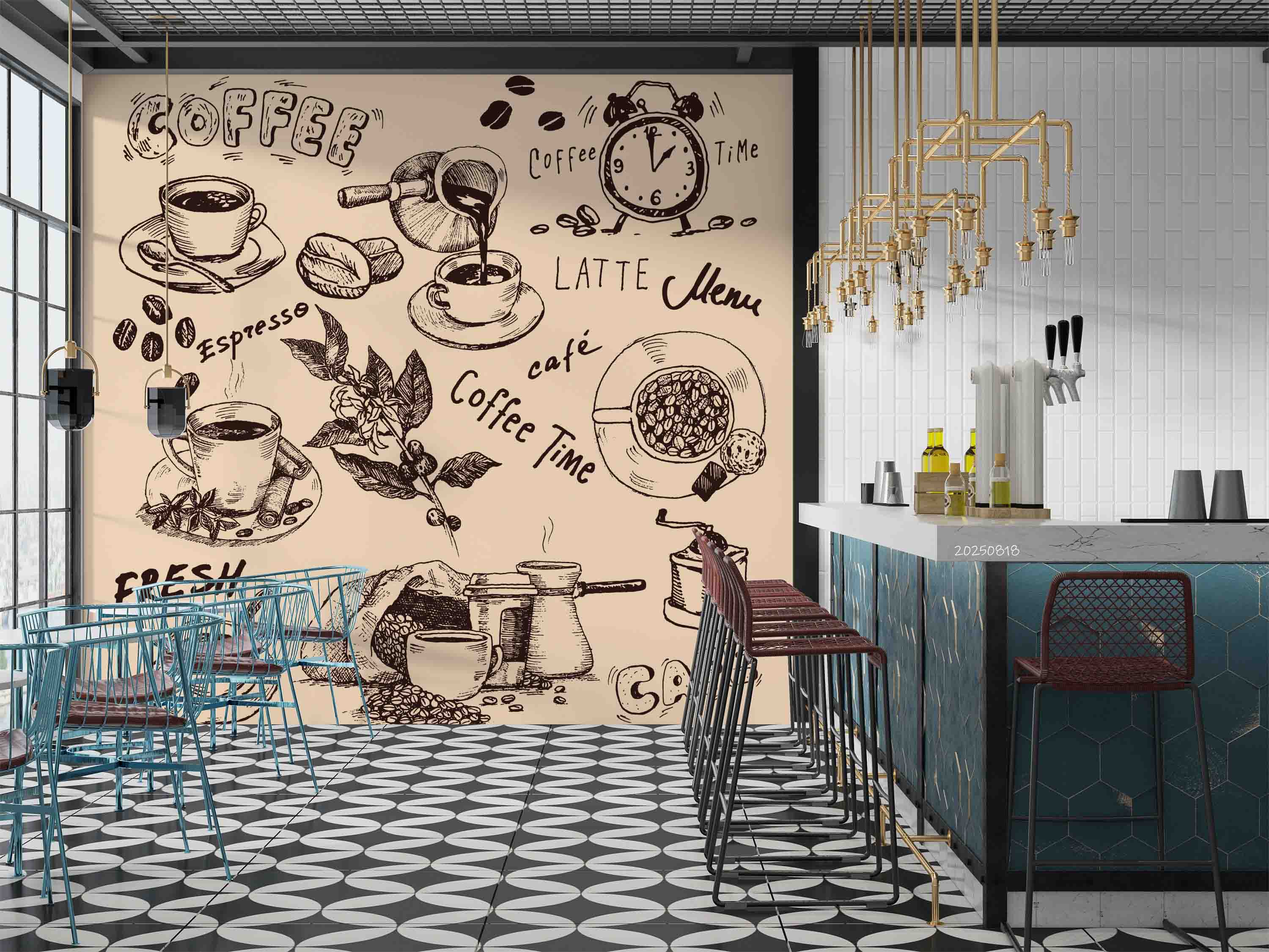 3D Restaurant Snack Bar Coffee Shop Wall Mural Wallpaper 39