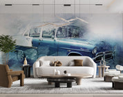 3D Vintage Blue Car Wall Mural Wallpaper GD 4806- Jess Art Decoration