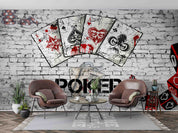 Graffiti Poker Brick Wall Background Wallpaper urban graffiti wall mural for teen room, studio or feature wall - view 3