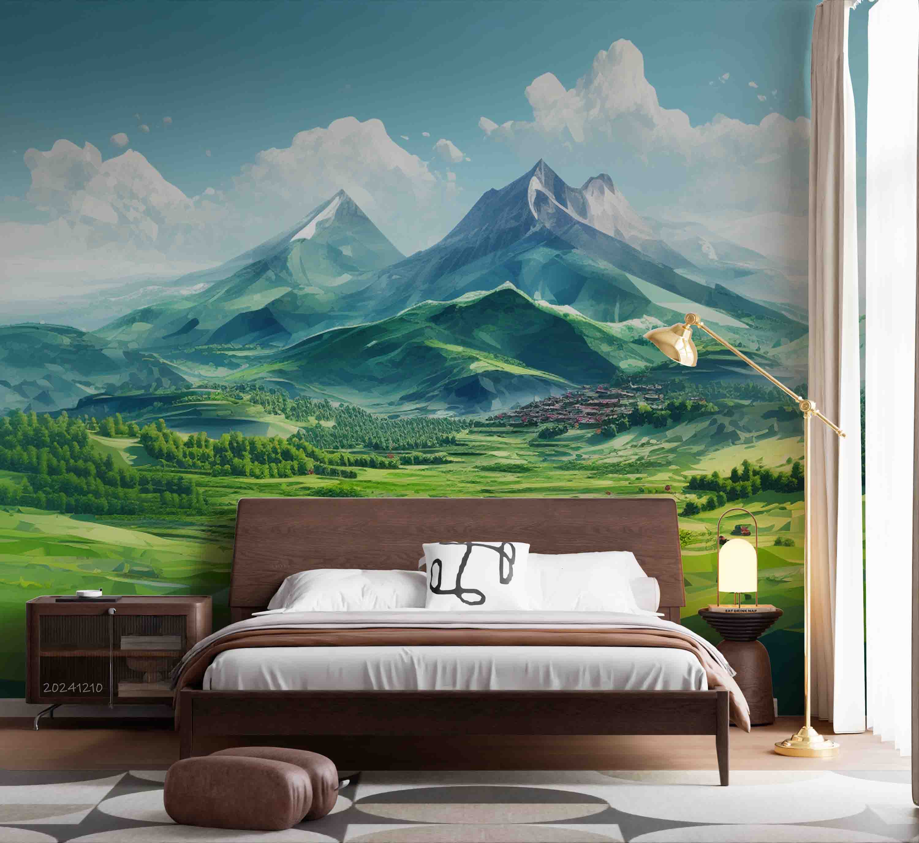 3D Sky Cloud Mountains Nature Landscape Wallpaper Wall Mural Wall Decor Wall Art Wall Sticker Remoable Wallpaper LQH 28