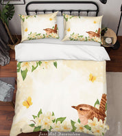 3D Floral Morning Glory Leaf Bird Butterfly Quilt Cover Set Bedding Set Duvet Cover Pillowcase 363
