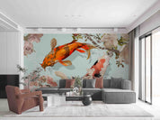 3D Vintage Koi Floral Branches Background Wall Mural Wallpaper GD 3685- Jess Art Decoration