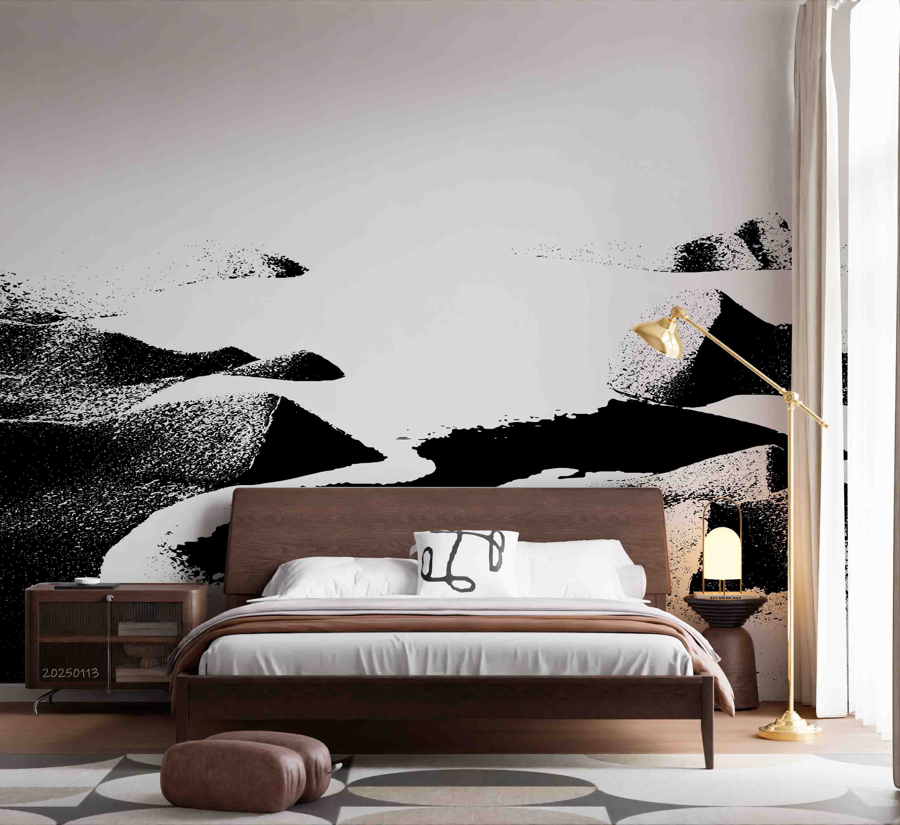 3D Watercolor Black Ink Mountains Wallpaper Wall Mural Wall Decor Wall Art Wall Sticker Remoable Wallpaper LQH 2
