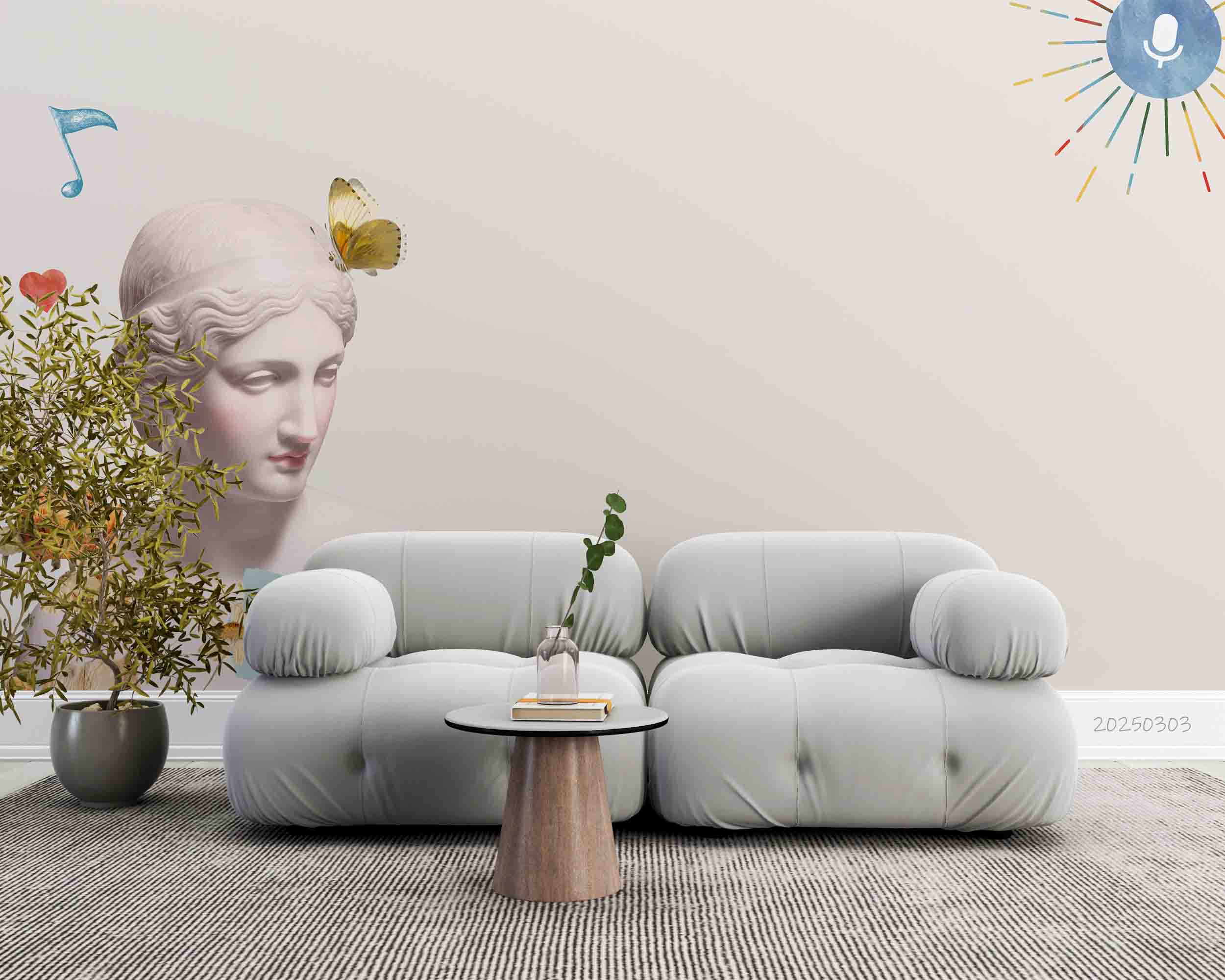 3D White Art Sculpture Pattern Background Wallpaper Wall Mural Wall Decor Wall Art Wall Sticker Remoable Wallpaper LQH