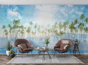 3D Tropical Sky Sea Coconut Tree Landscape Wallpaper Wall Mural Wall Decor Wall Art Wall Sticker Remoable Wallpaper LQH