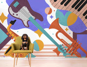 3D Painting Guitar Saxophone Piano Trumpet Wall Mural Wallpaper YXL 06- Jess Art Decoration