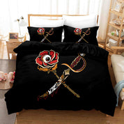 3D Floral Dagger Black Quilt Cover Set Bedding Set Duvet Cover Pillowcase 379