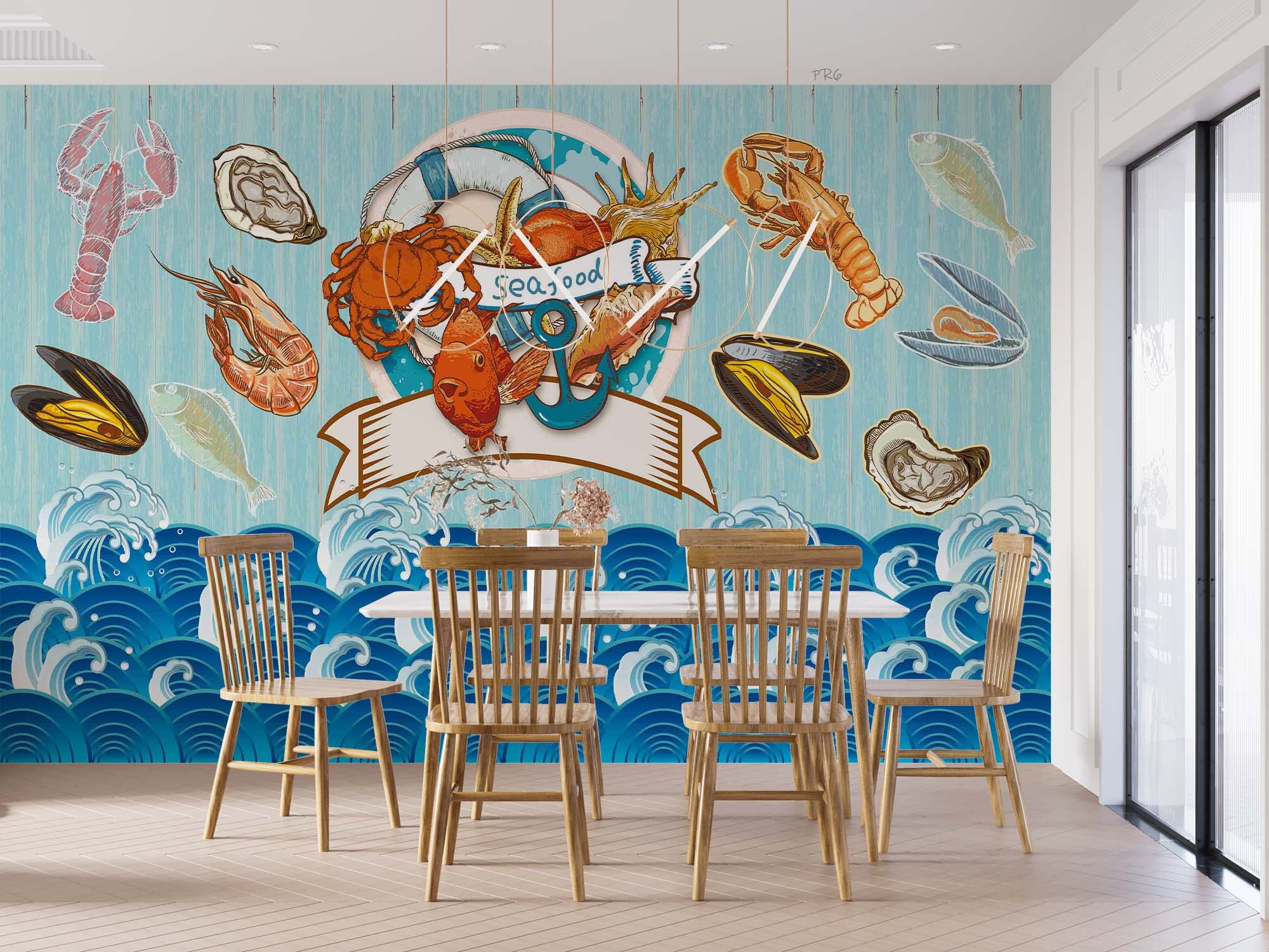 3D Animal Sea World Ocean Blue Fish Prawn Wall Mural Wallpaper YXL 18- Jess Art Decoration