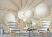 3D White Geometry Space Ball Wall Mural Wallpaper GD 4700- Jess Art Decoration