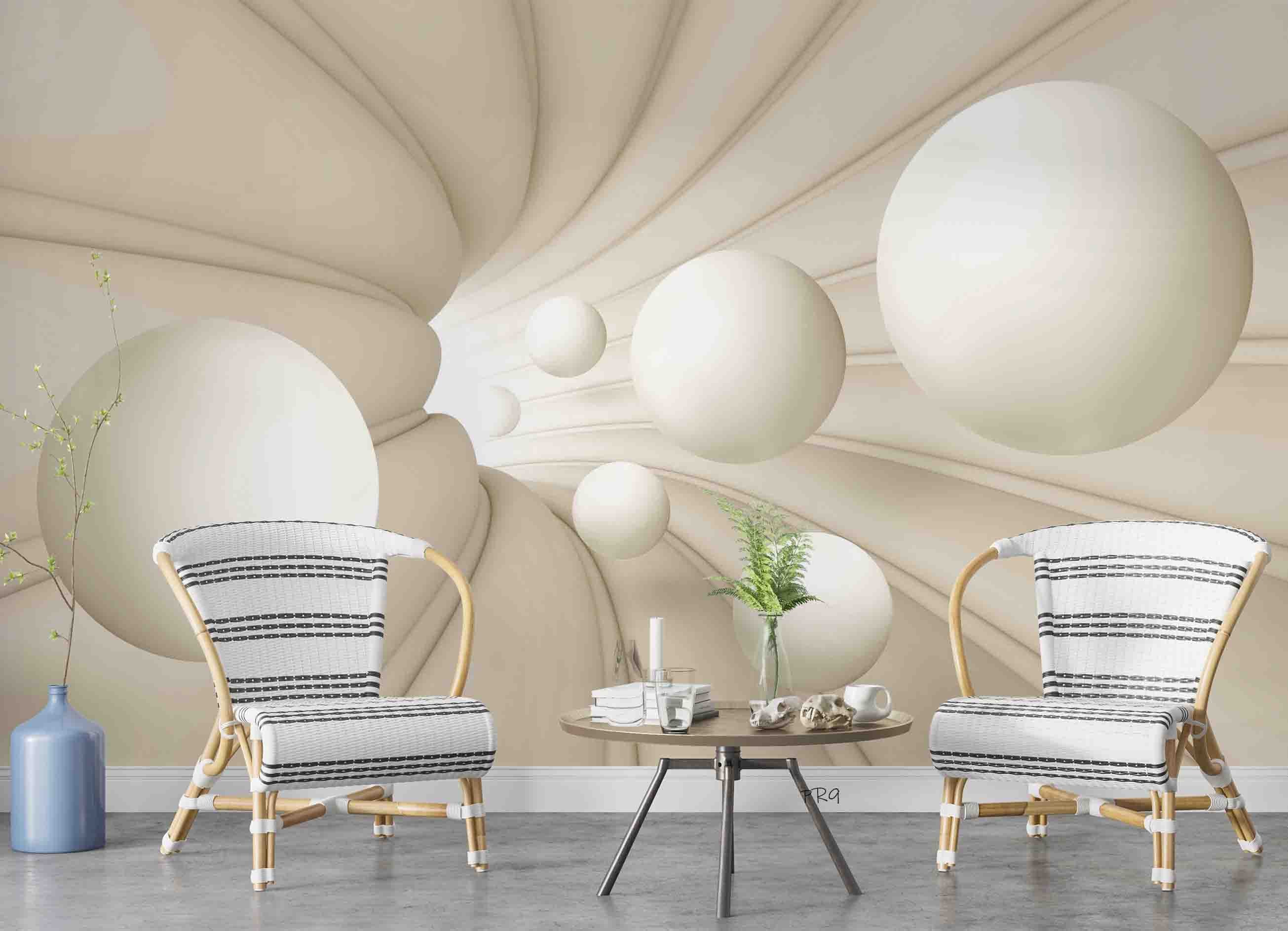 3D White Geometry Space Ball Wall Mural Wallpaper GD 4700- Jess Art Decoration
